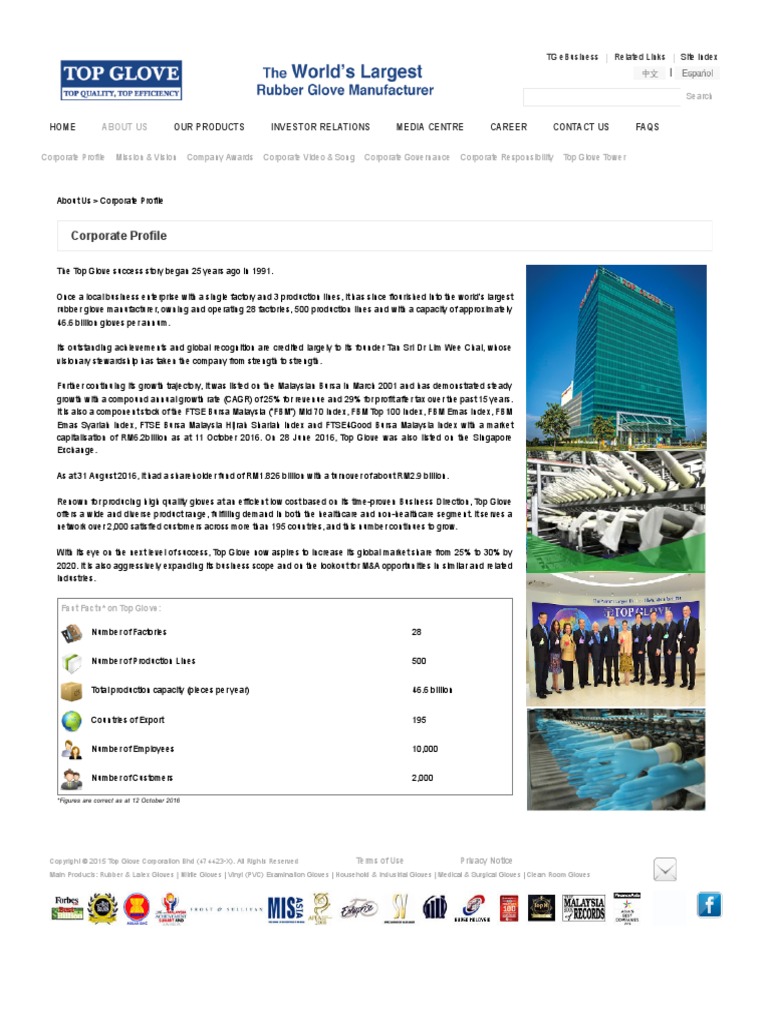 Top Glove Company Profile Draft Polyvinyl Chloride Natural Rubber