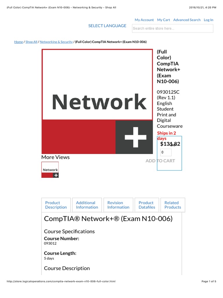 CompTIA Network+ (Exam N10-006) | PDF | Comp Tia | Ip Address