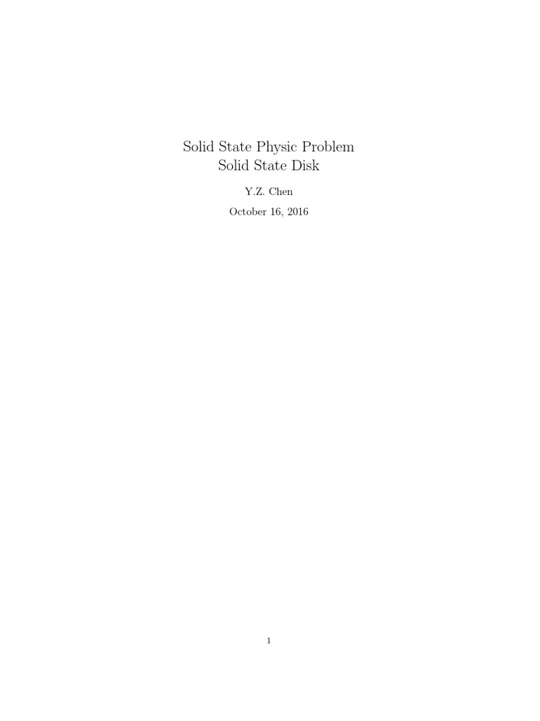 Solid State Physics Problem Set | PDF