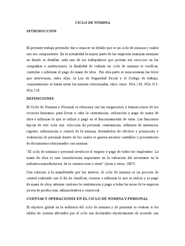 Componentes del Ciclo de Nómina | PDF | Beneficio (economía ...