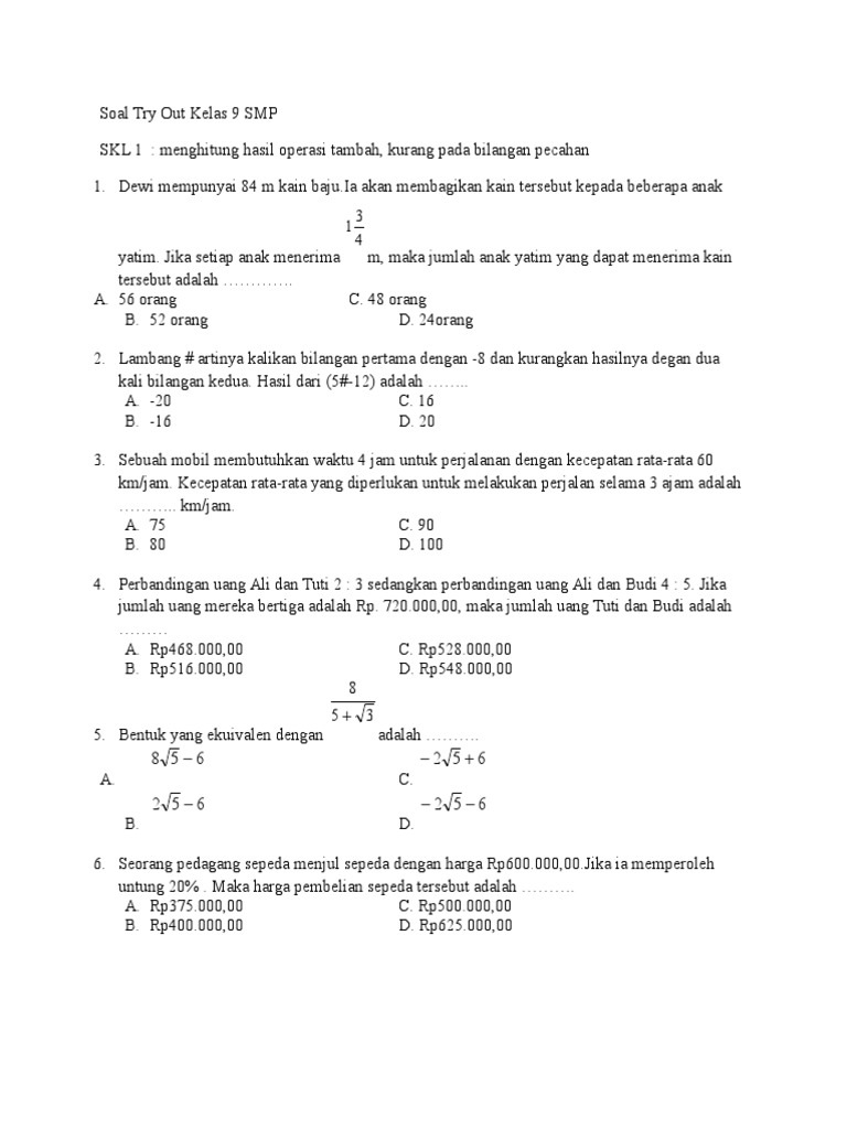 Soal Try Out Kelas 9 SMP.docx