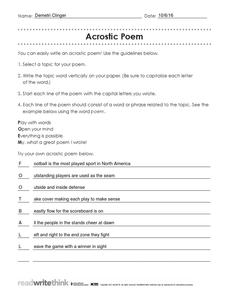 How to Write an Acrostic Poem | PDF