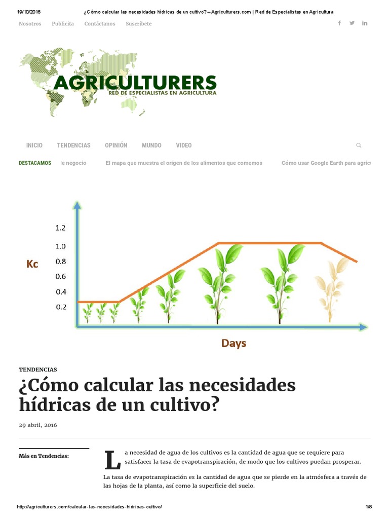  C mo Calcular Las Necesidades H dricas De Un Cultivo pdf 