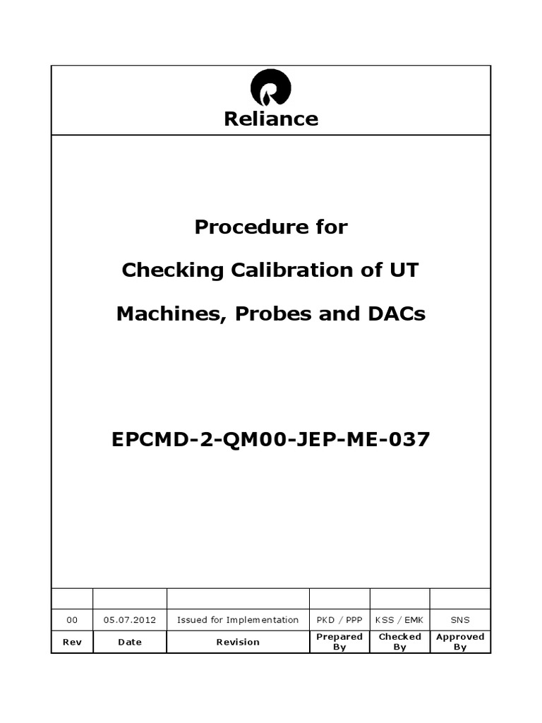 Checking Calibration of Ut Machines, Probes and Dac's | PDF ...