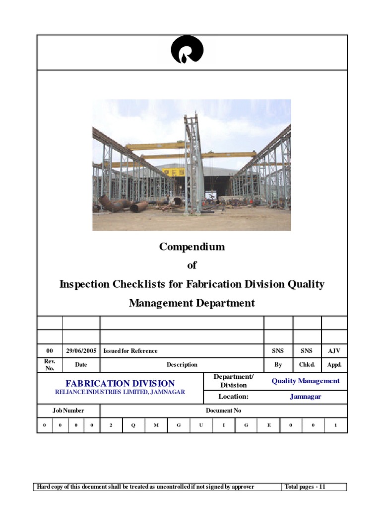 Pipe Spool Inspection Checklists | PDF | Metal Fabrication | Pipe ...