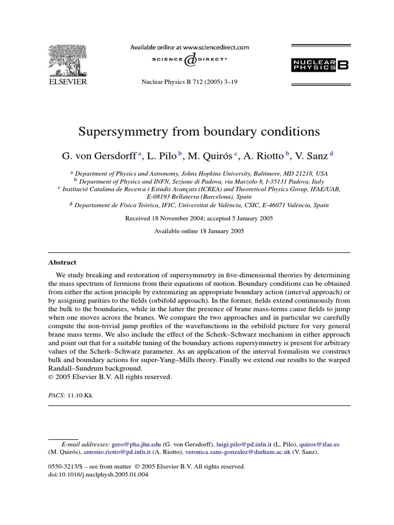 Supersymmetry via Boundary Conditions | PDF | Gauge Theory