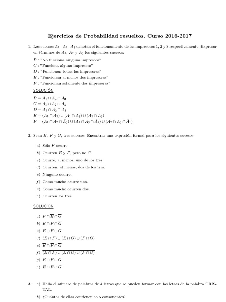 Ejercicios Resueltos de Probabilidad | PDF | Jugando a las cartas ...