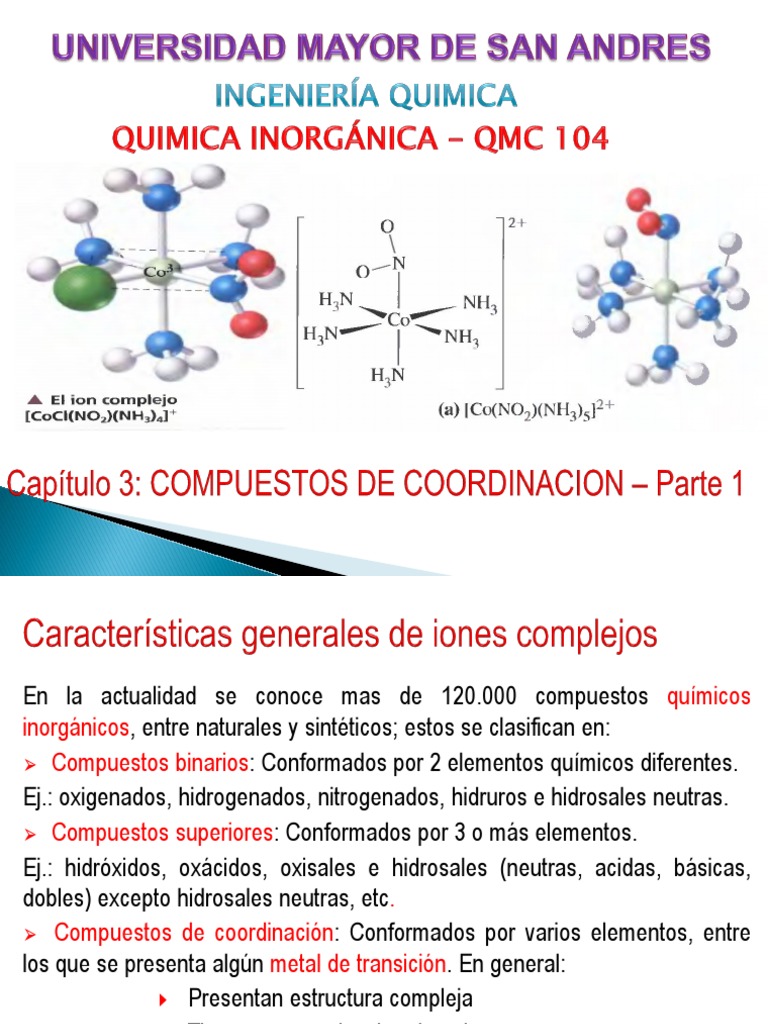 3 Compuestos de Coordinacion. Parte 1 (1) Complejo de coordinación