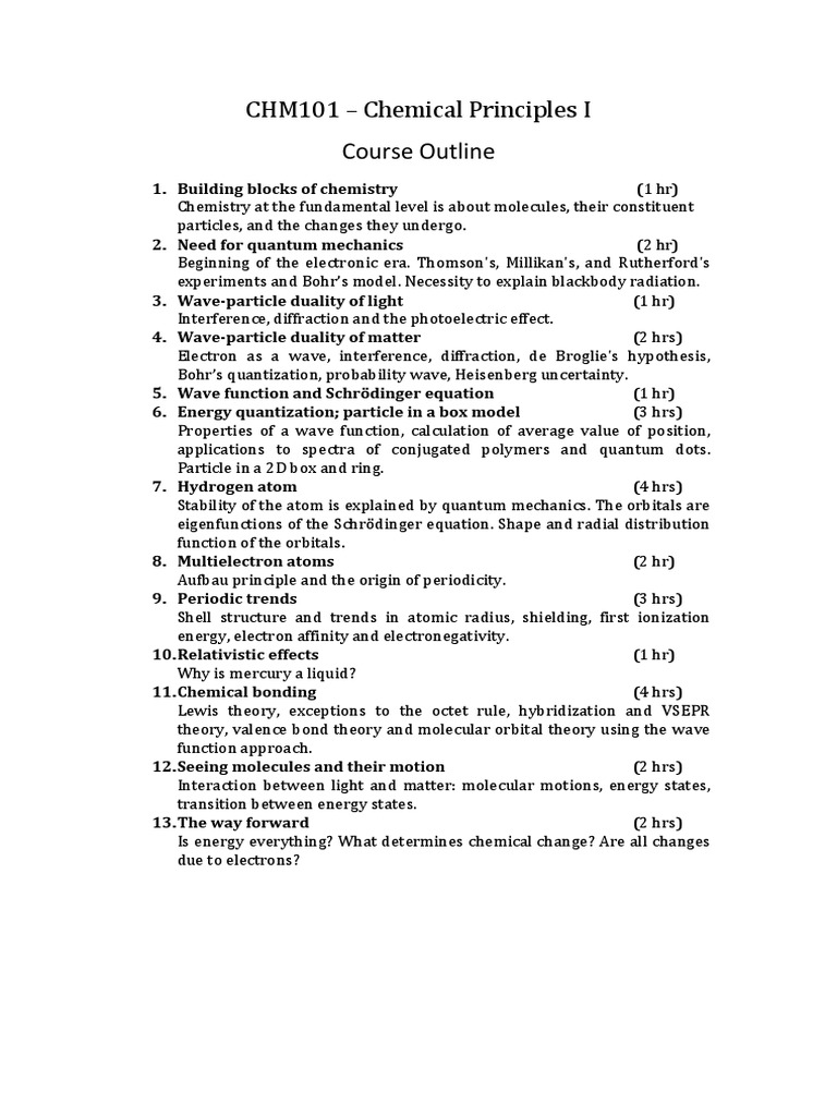 CHM101 Course: Chemical Principles Overview | PDF