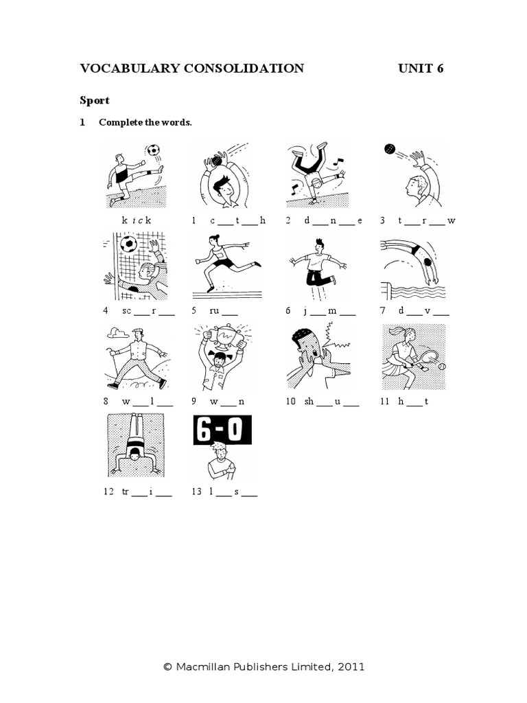 1º Voc. Consolidation Unit 6 | PDF