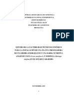  ESTUDIO DE LA FACTIBILIDAD TÉCNICO-ECONÓMICO PARA LA INSTALACIÓN DE UNA PLANTA PROCESADORA DE UNA BEBIDA ENERGIZANTE Y UNA BARRA NUTRITIVA A BASE DE COCO (Cocos nucífera L.)Y MORINGA (Moringa