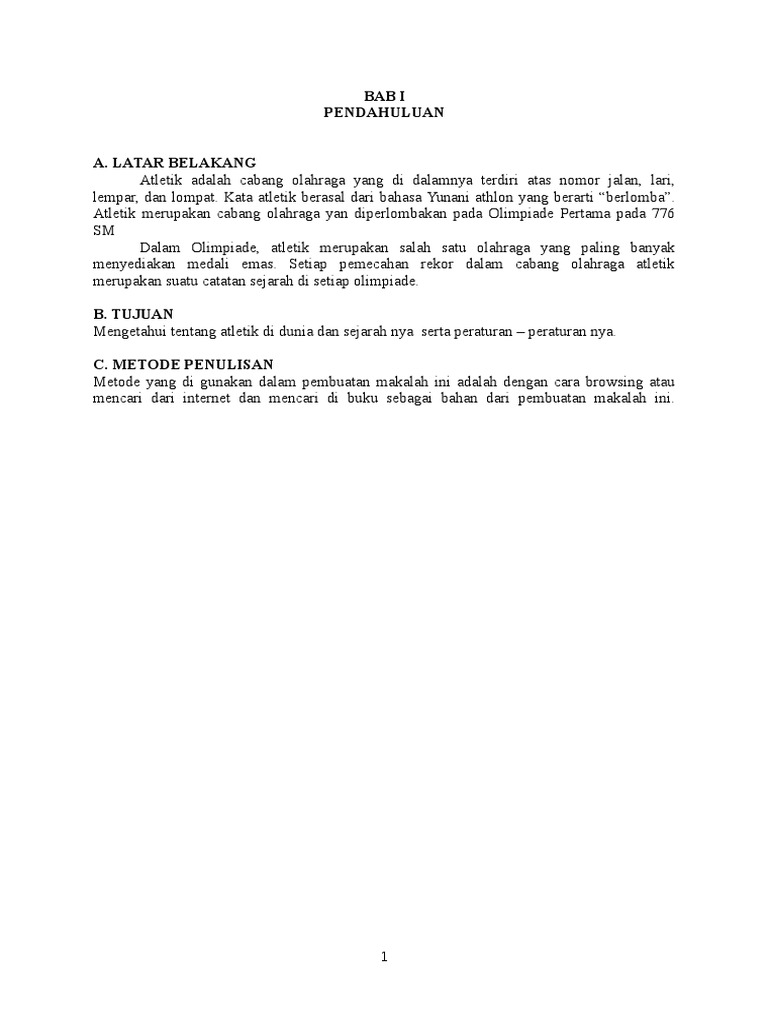 Makalah Atletik Lengkap Dengan Daftar Isi Contoh Makalah