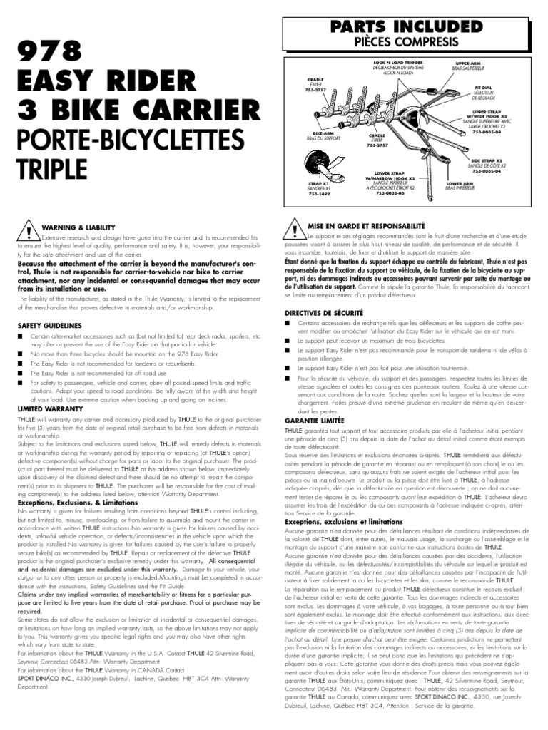 978 Easy Rider Bike Rack | PDF | Vehicles | Implied Warranty