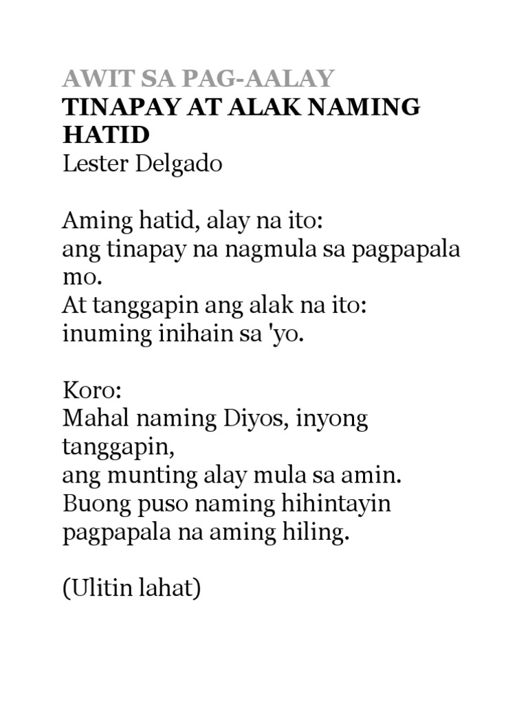 Awit Sa Pagaalay | PDF