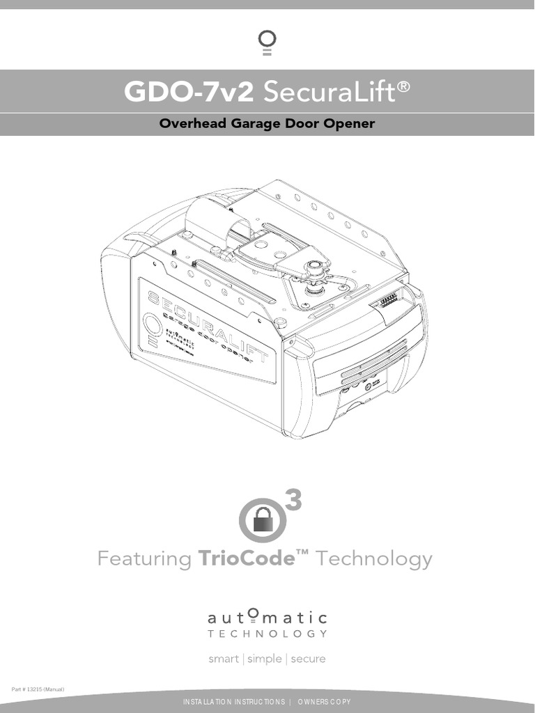 Dominator Garage Door Opener GDO 7v2 User Manual v1 11 Door Garage