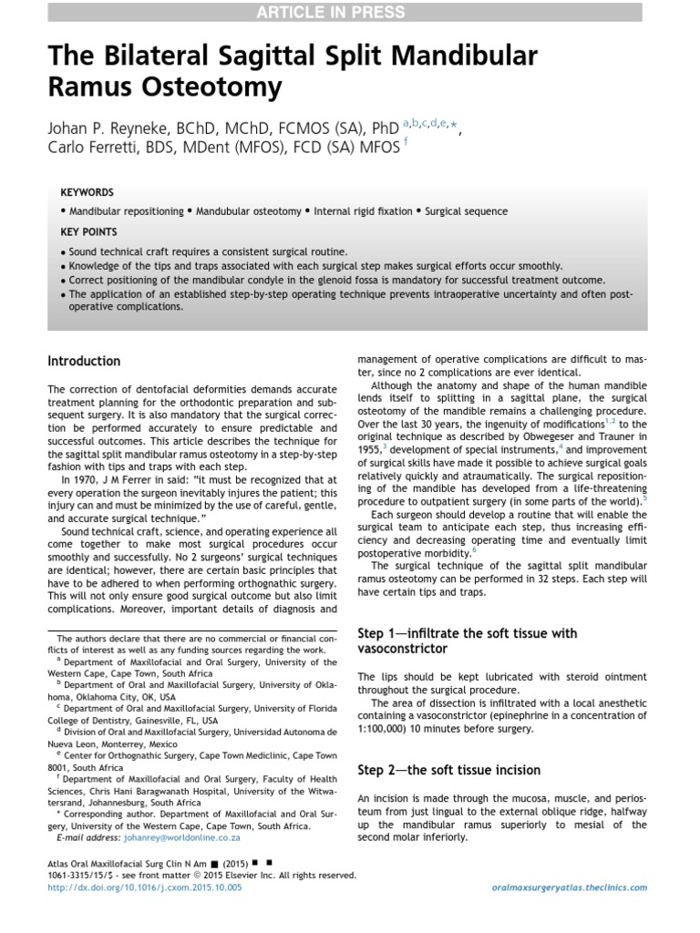 BSSO Procedure: Step-by-Step Guide | PDF | Anatomical Terms Of Location ...