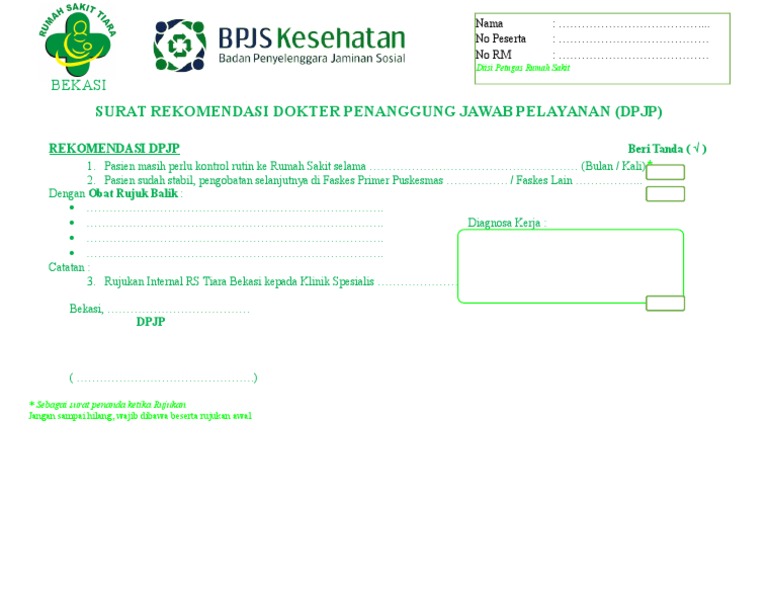 Surat Rekomendasi DPJP BPJS