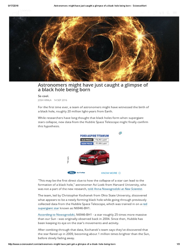 Astronomers Might Have Just Caught A Glimpse of A Black Hole Being Born ...
