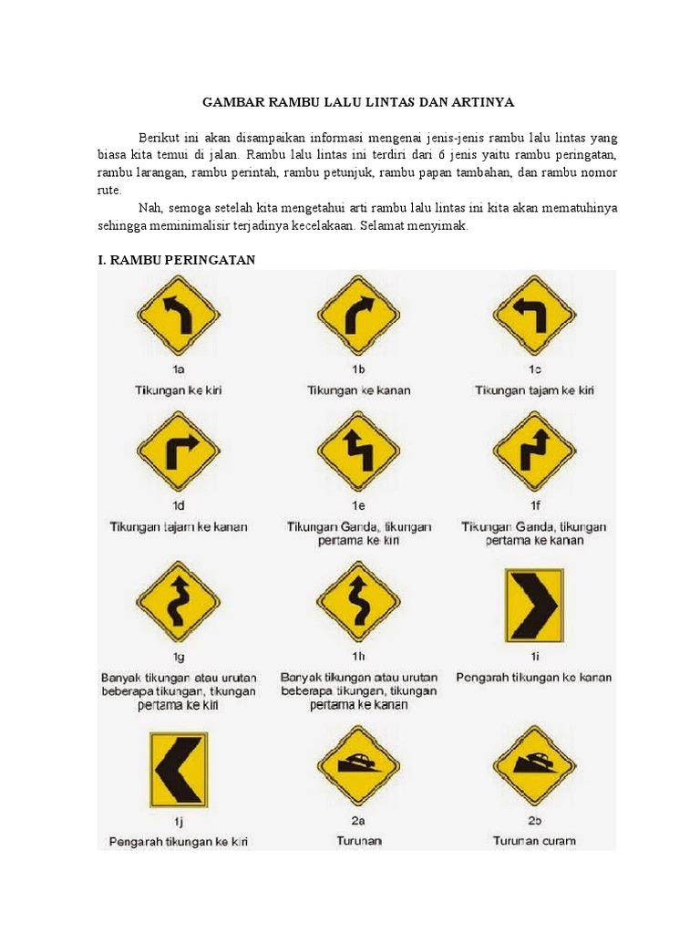 Gambar dan Arti Rambu Lalu Lintas | PDF