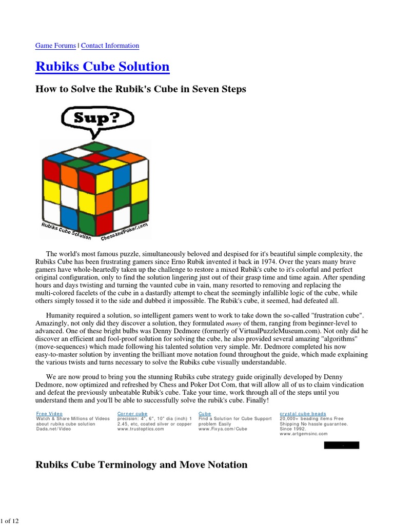 Pdf Rubiks Cube Solution