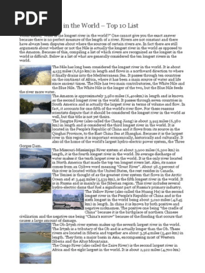 Top 10 Longest Rivers In The World