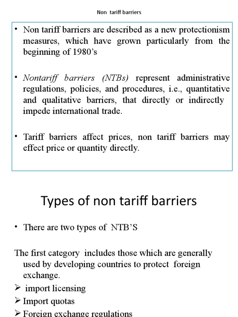 Non Tariff Barriers