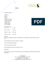 Pero Chicken With Rice Nutritional Data Sheet