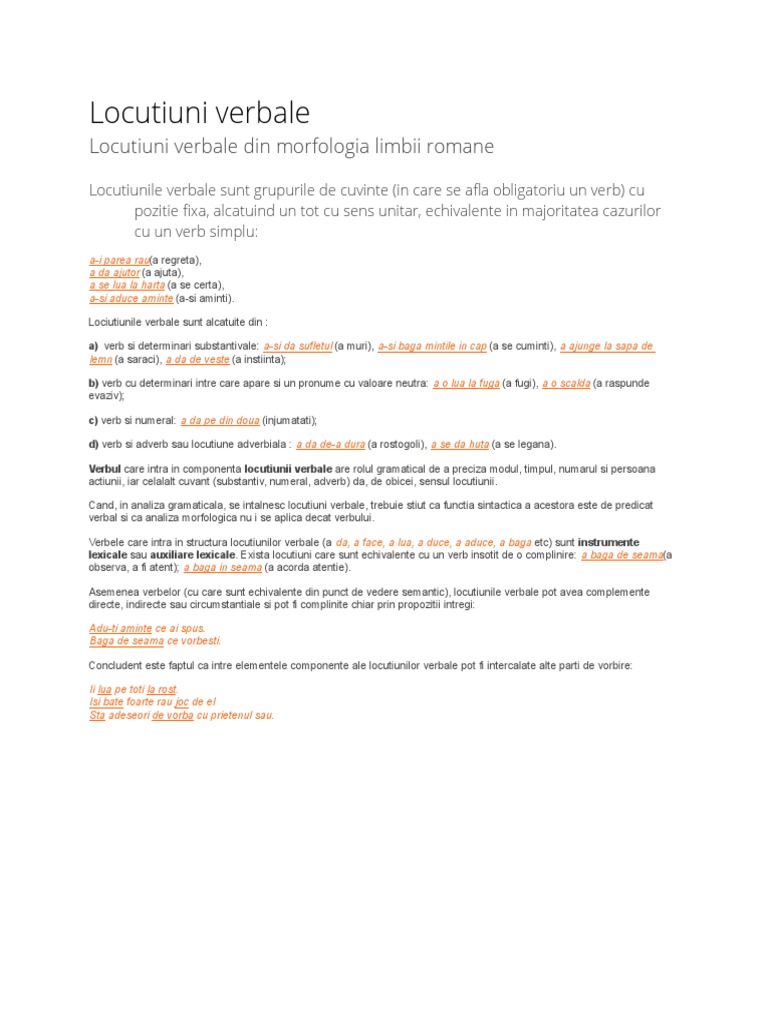 Locutiuni Verbale | PDF