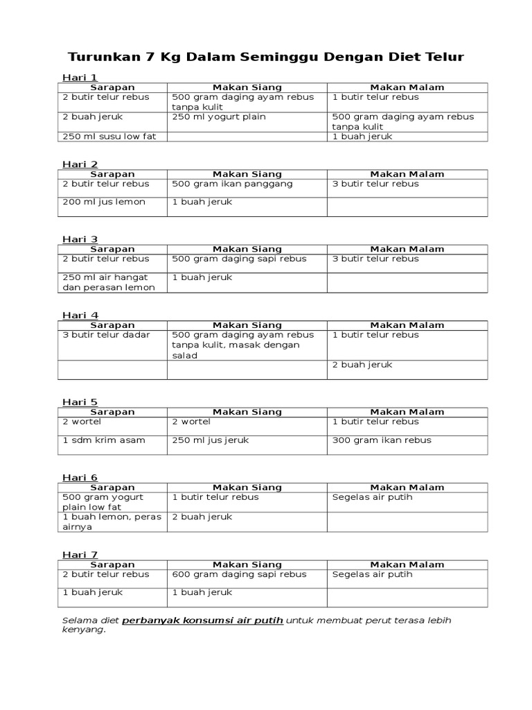 Turunkan 7 Kg Dalam Seminggu Dengan Diet Telur Pdf