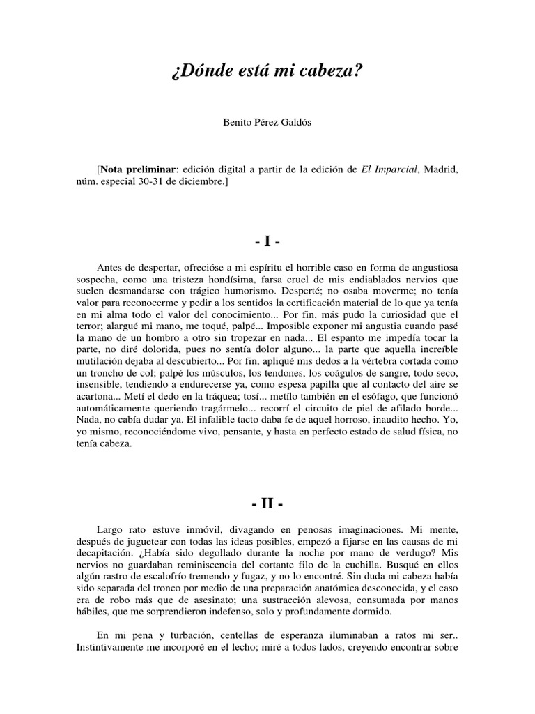 Pérez Galdós Benito Dónde Está Mi Cabezapdf - 