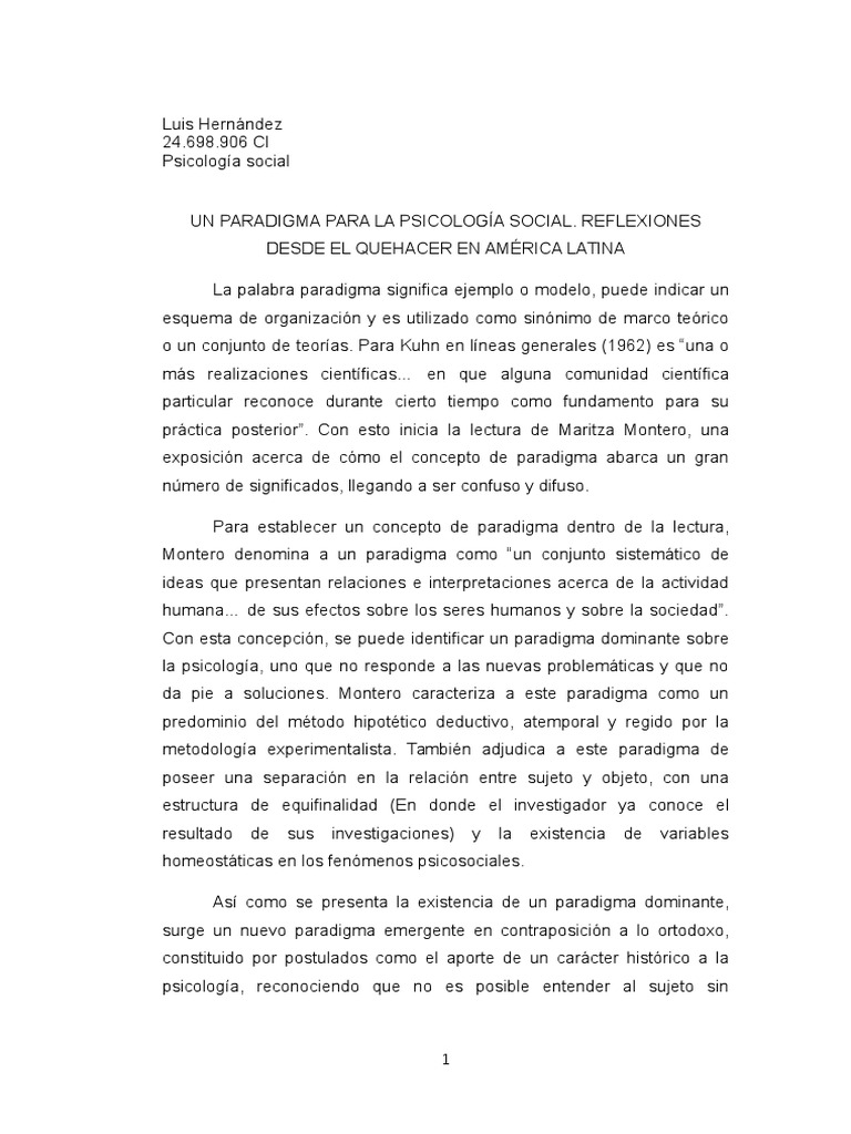 Paradigmas en Psicología Social Latina | PDF | Paradigma | Sicología