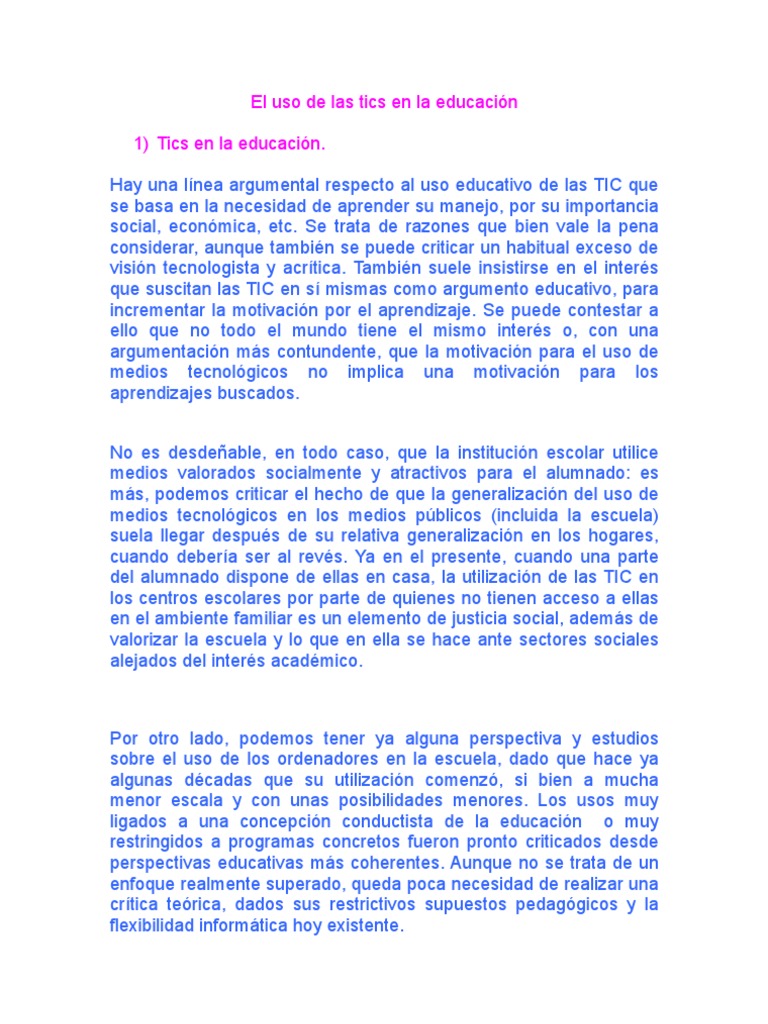 Uso de TIC en la Educación Actual | PDF | Ciencias sociales