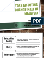 Factors Affecting Change in Elt in Malaysia