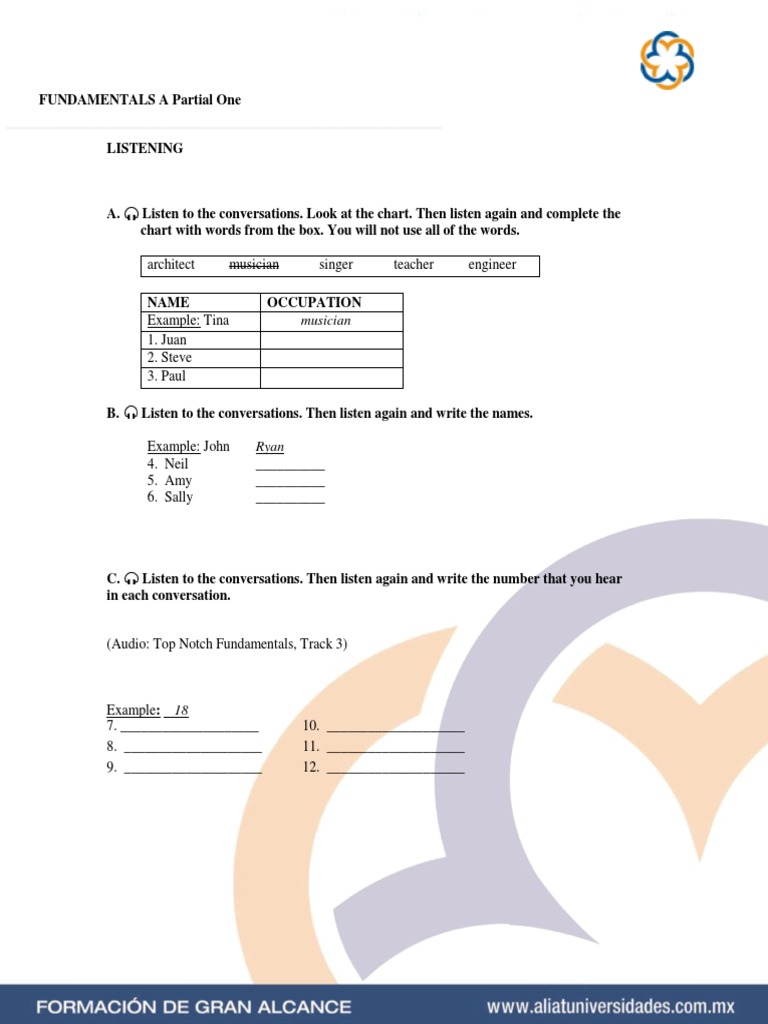 EXAMEN TOP NOTCH Fundamentals a Partial One