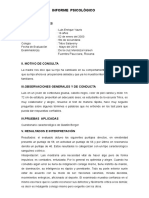 Bateria de Pruebas Diagnostico INFORME PSICOLÓGICO