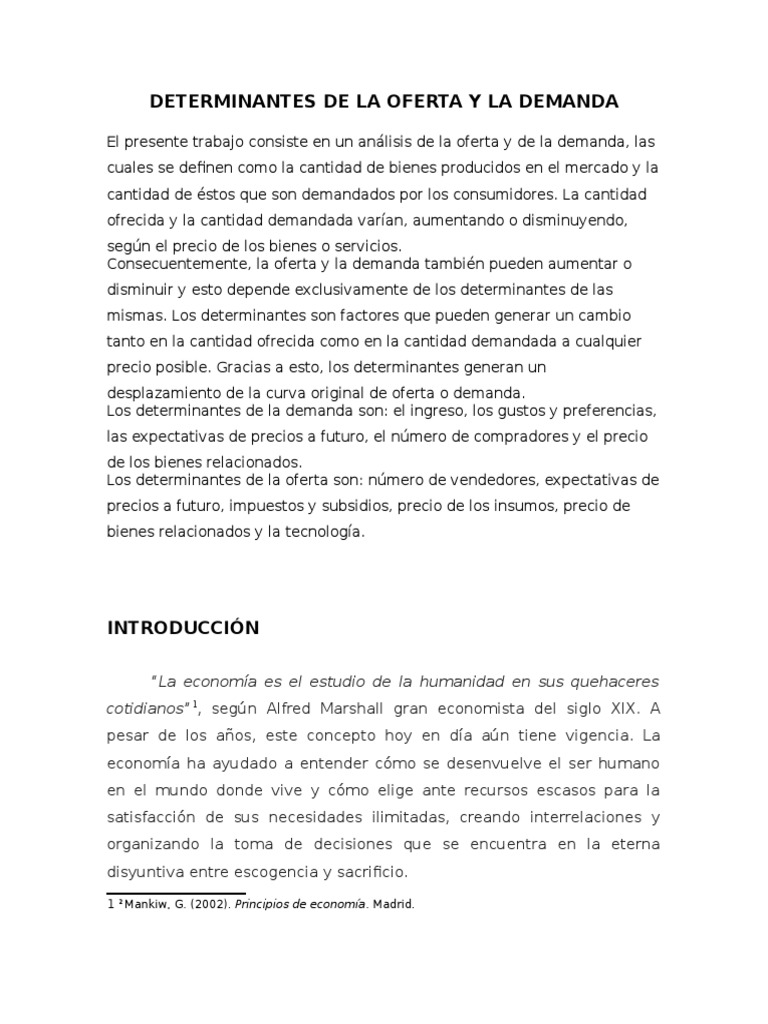 Determinantes de La Oferta y La Demanda | PDF | Oferta (economía ...