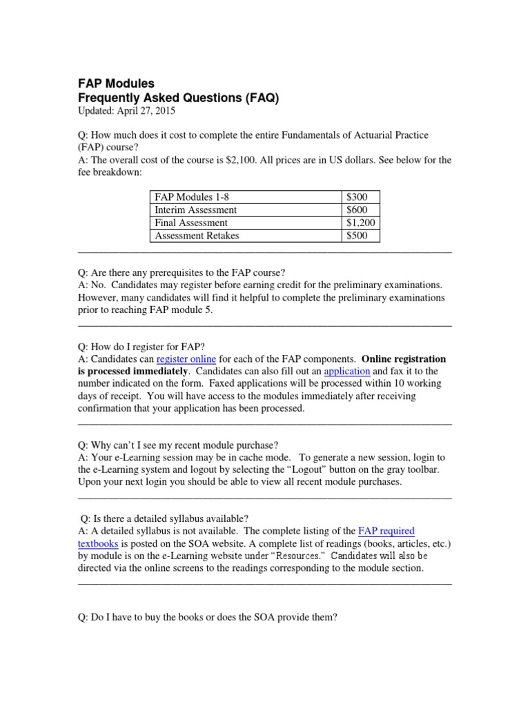 FAP Course FAQs and Registration Guide | PDF | Educational Technology ...