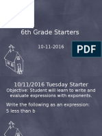 Starters 10-11-16