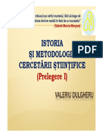 Prelegere 1 istoria si metodologia cercetarii