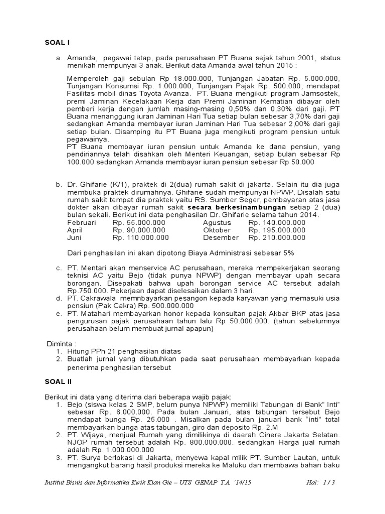 Soal Latihan Akuntansi Pph Potput Pdf