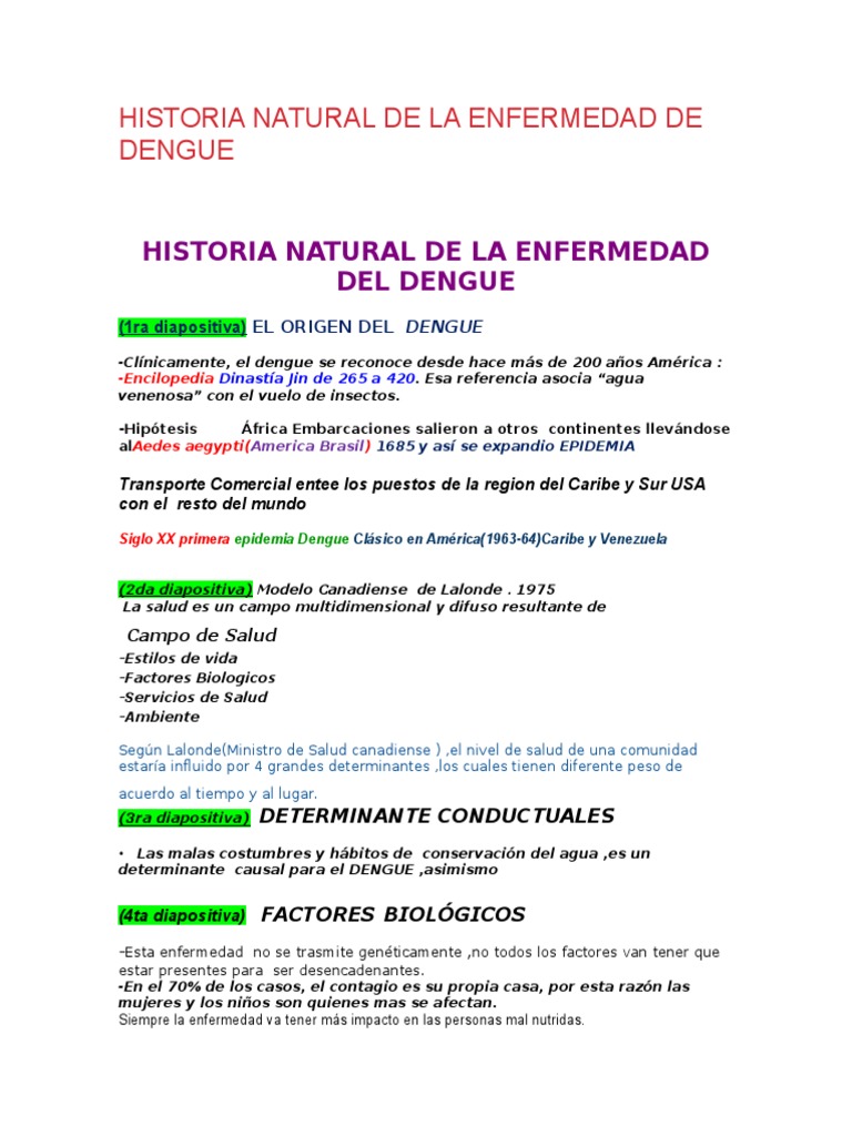 Historia Natural de La Enfermedad de Dengue Virus