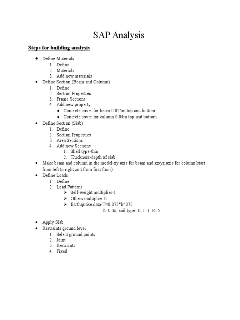 SAP Structural Analysis Steps | PDF