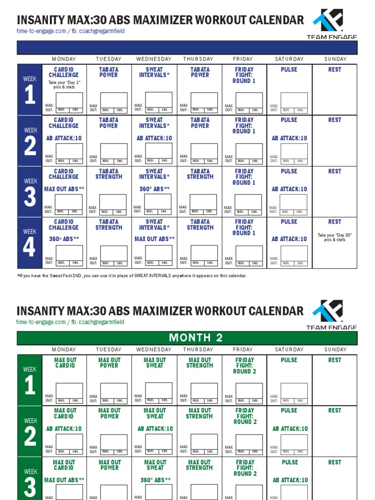 Insanity Max 30 Ab Attack Exercises - Exercise Poster