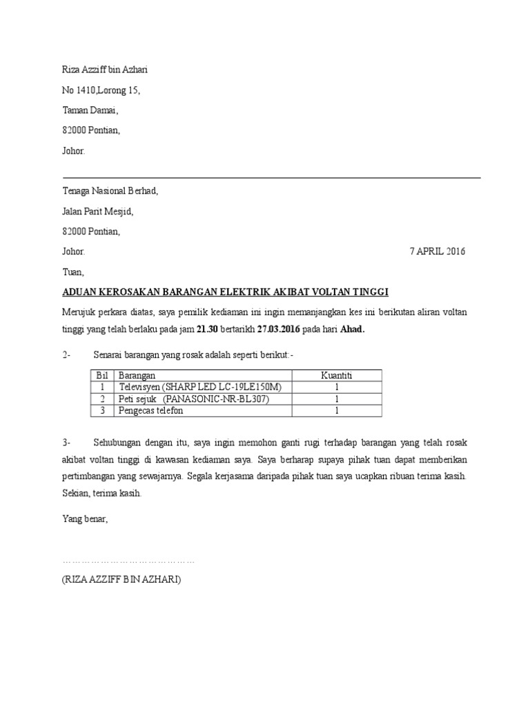 Surat Rasmi Permohonan Jalan Tar  Resmi f