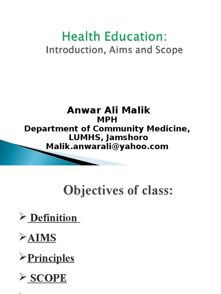 WHAT ARE THE AIMS AND PRINCIPLES OF HEALTH EDUCATION intelligence overview