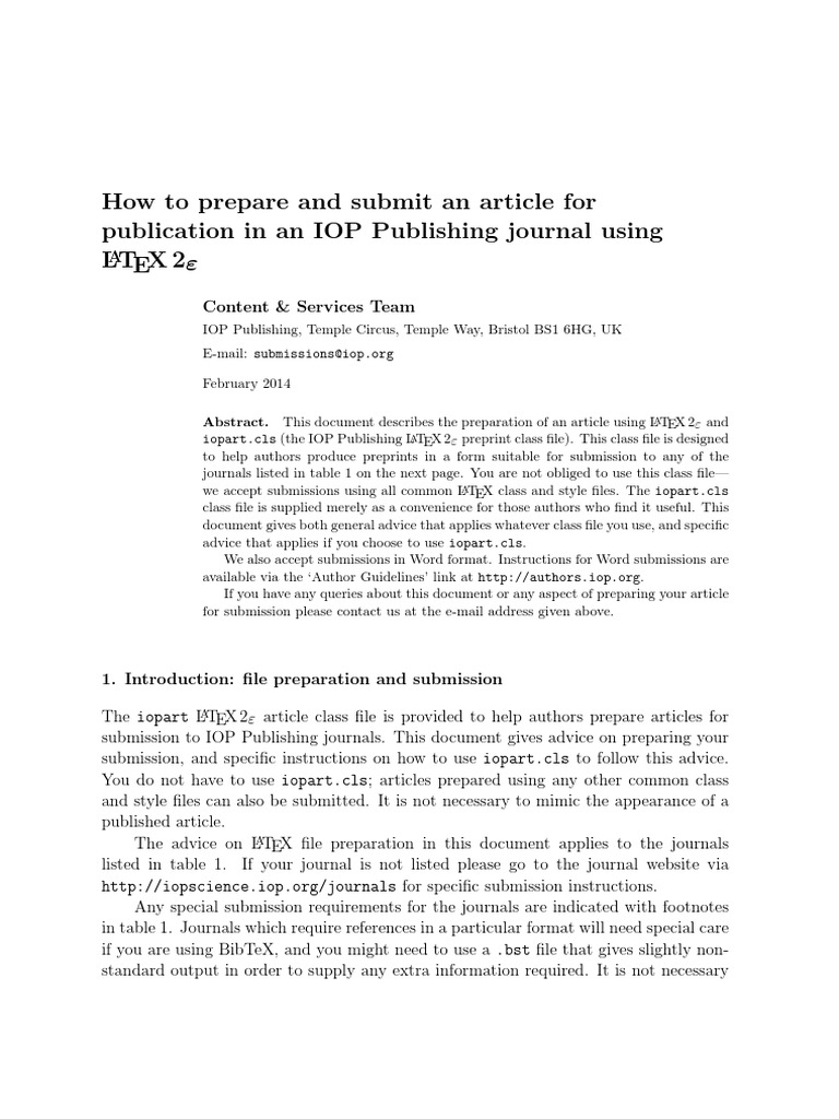 IOP Latex Guidelines | PDF | Filename | Te X