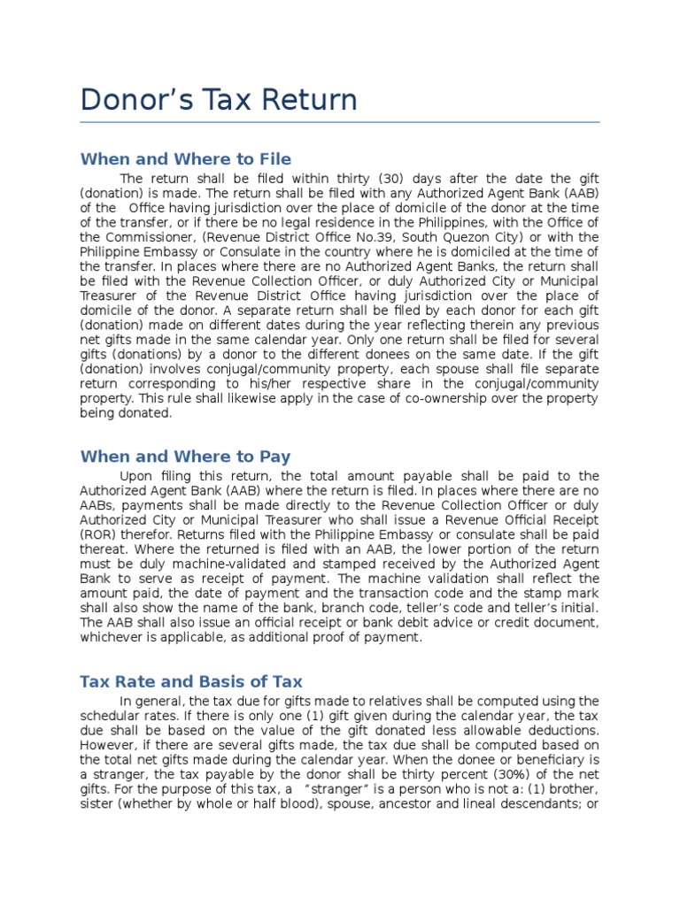 Donor’s Tax Return When and Where to File Debits And Credits Taxes