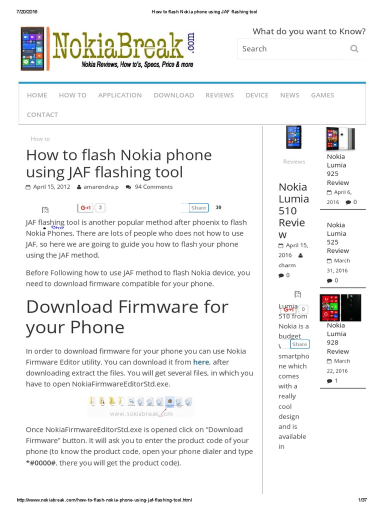 How To Flash Nokia Phone Using JAF Flashing Tool | PDF.