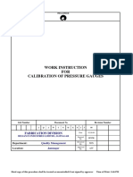 WORK INSTRUCTION For Calibration of Pressure Guages