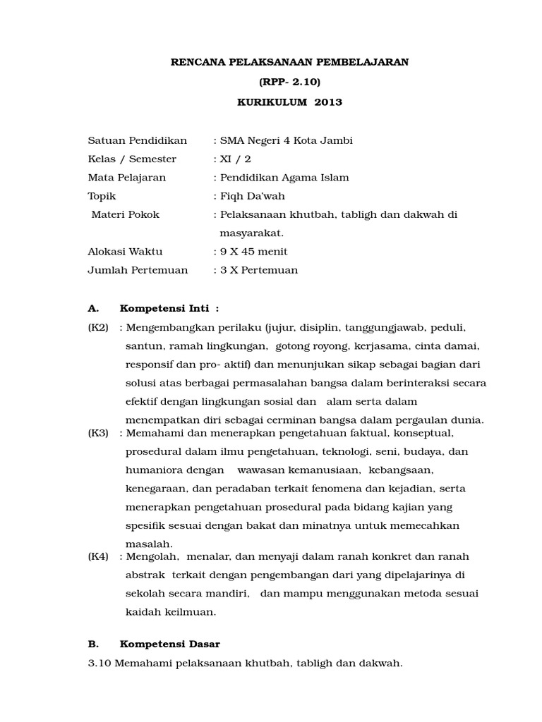5 Rpp Khutbah Tabligh Dakwah Doc